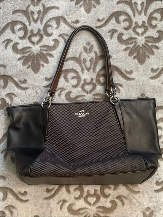 Coach Handbags - Coach Dark Brown and Black Leather Shoulder Tote